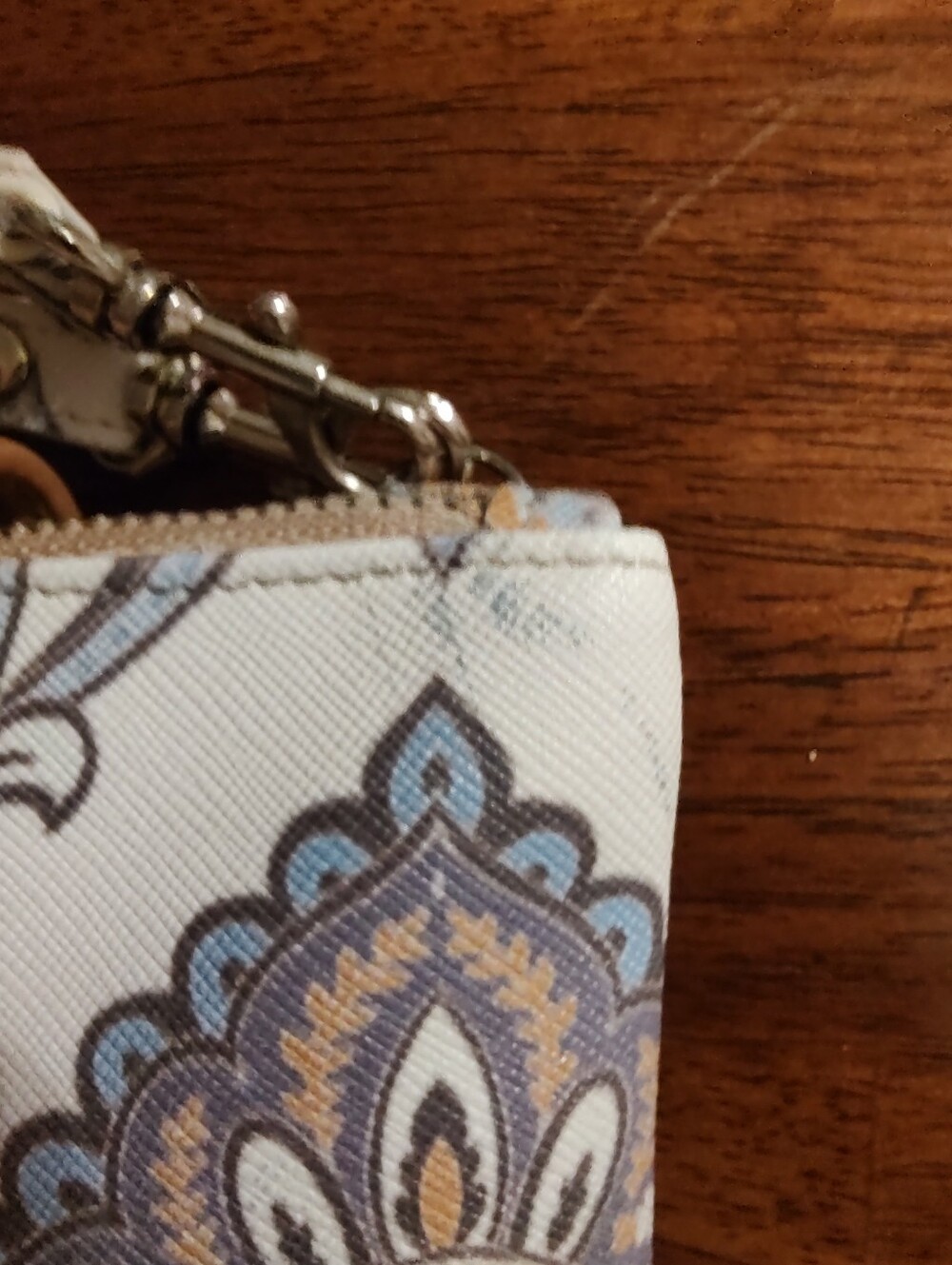 Neutral Paisley Crossbody Bag with Tan Flap - Picture 9 of 11